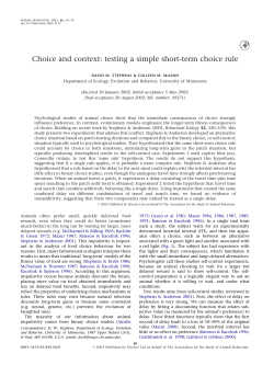 Choice and context: testing a simple short