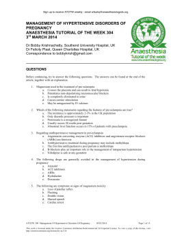 Management of Hypertensive Disorders of Pregnancy