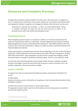 Grievance and Complaint Processes