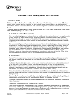 Business Online Banking Terms and Conditions