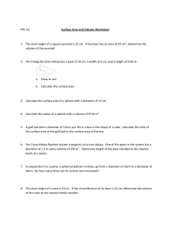FPC 10: Surface Area and Volume Worksheet 1. The slant height of