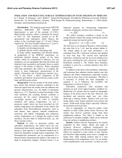 INSOLATION AND RESULTING SURFACE TEMPERATURES OF