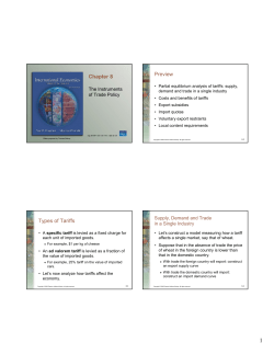 Chapter 8 Preview Types of Tariffs