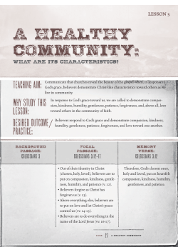 A HEALTHY COMMUNITY: What Are Its Characteristics?