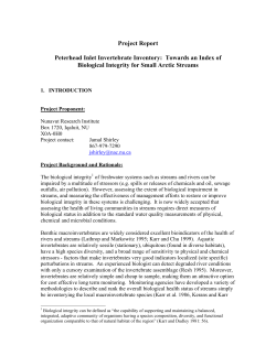 Peterhead Inlet Invertebrate Project Reports