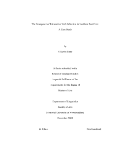 The Emergence of Intransitive Verb Inflection in Northern East Cree