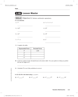 Lesson Master 1-4B - Fort Thomas Independent Schools