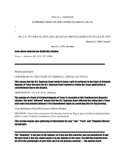 TEXAS v. JOHNSON SUPREME COURT OF THE UNITED STATES