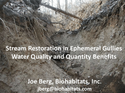 Stream Restoration in Ephemeral Gullies Water Quality and Quantity