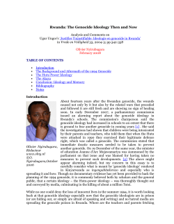Rwanda: The Genocide Ideology Then and Now