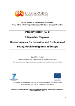 POLICY BRIEF no. 2 Citizenship Regimes: Consequences for