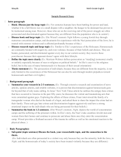 Sample Research Essay Intro paragraph o Hook