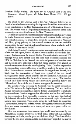 The Quest for the Original Text of the New Testament