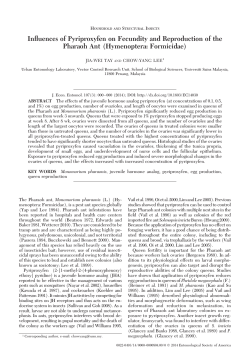 Influences of Pyriproxyfen on Fecundity and Reproduction of the