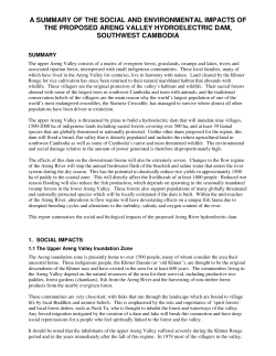 a summary of the social and environmental impacts of the proposed