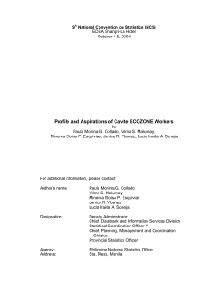 Profile and Aspirations of Cavite ECOZONE Workers