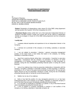 R. M. Nayak Declaration of Independence