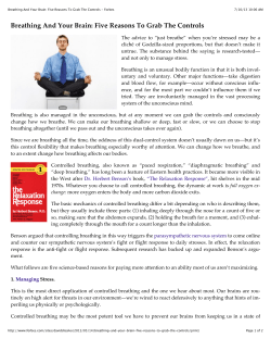 Breathing And Your Brain: Five Reasons To Grab The Controls