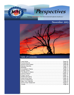 Perspectives - Association of Christian Teachers and Schools