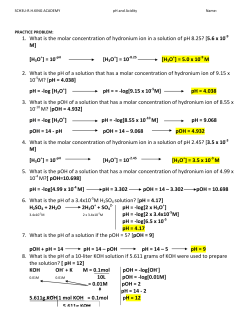 1. What is the molar concentration of hydronium ion