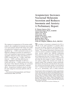 Acupuncture Increases Nocturnal Melatonin Secretion and Reduces