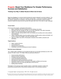 Program: Boost Your Resilience For Greater Performance