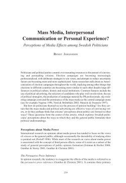 Mass Media, Interpersonal Communication or Personal