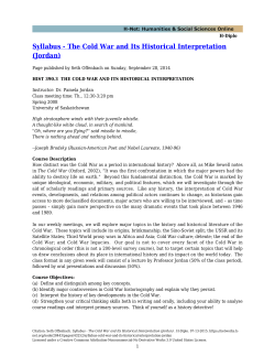 Syllabus - The Cold War and Its Historical Interpretation (Jordan)
