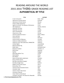 reading around the world 2015-2016 third grade reading list