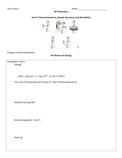 Unit 3 Part 1 Name: AP Chemistry Unit 3: Thermochemistry,
