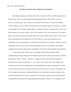 The Roles of Lincoln: Father, Husband, and President?