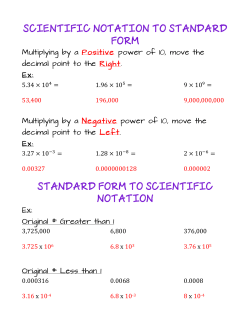 Scientific Notation to Standard Form Standard Form to Scientific