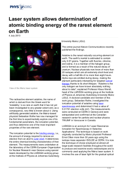 Laser system allows determination of atomic binding
