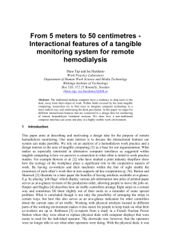 From 5 meters to 50 centimetres - Interactional features of a tangible