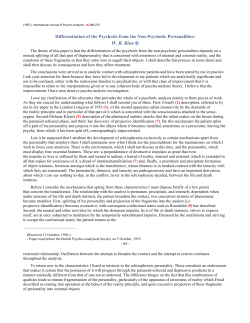 Bion, W. R. (1957). Differentiation of the psychotic from the non