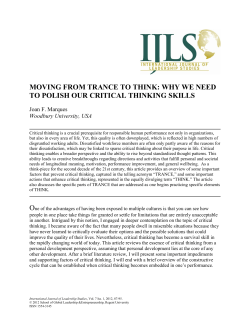 Moving From Trance to Think: Why We Need to