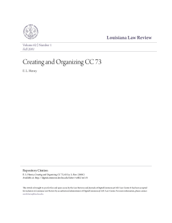 Creating and Organizing CC 73 - DigitalCommons @ LSU Law Center