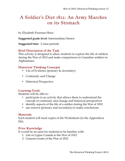 A Soldier`s Diet 1812 - Historical Thinking Project