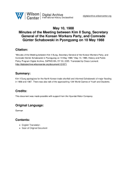May 10, 1988 Minutes of the Meeting between Kim Il Sung