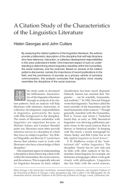 A Citation Study of the Characteristics of the Linguistics Literature