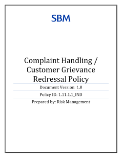Customer Grievance Redressal Policy