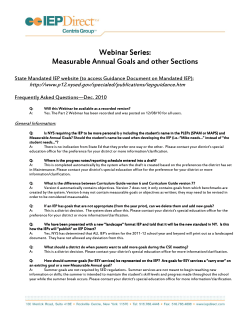 FAQ webinar Goals and other sections