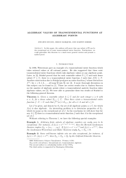 ALGEBRAIC VALUES OF TRANSCENDENTAL