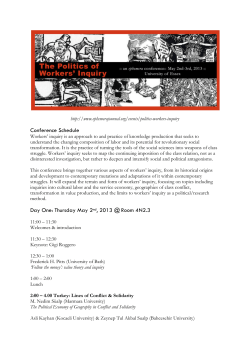 Politics of Workers` Inquiry Conference Schedule