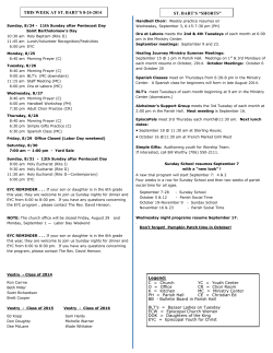 THIS WEEK AT ST. BART`S 8-24-2014 ST. BART`S &ldquo;SHORTS&rdquo; h