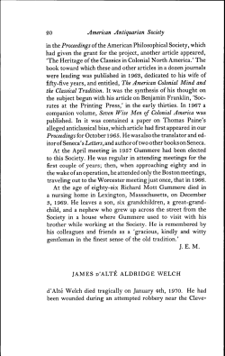 20 American Antiquarian Society in the Proceedings ofthe American