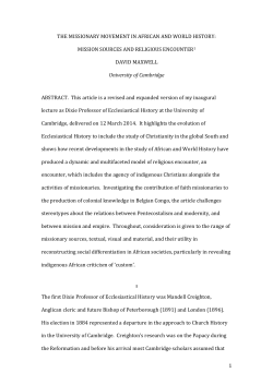 1 THE MISSIONARY MOVEMENT IN AFRICAN AND WORLD