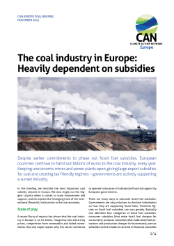 The coal industry in Europe: Heavily dependent on subsidies