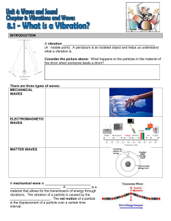 8.1 and 8.2 - Vibrations and Mechanical waves