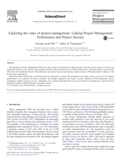 Exploring the value of project management: Linking Project